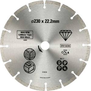 STANLEY - Диамантен режещ диск за бетон и тухли 230x22, 2 мм STA38117-XJ (STA38117-XJ)
