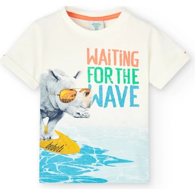 boboli Тениска с къс ръкав за момче с носорог Boboli в мръсно бяло