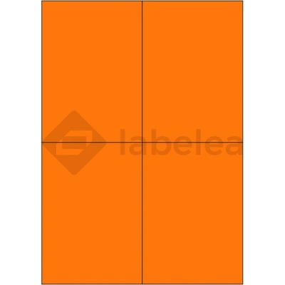 Labelea Samolepiace etikety 105x148 mm signálne farebné papierové, na hárku A4, pre laserovú tlač, Farba etikiet Signálna oranžová, Počet hárkov v balení 100 EPY105148SO004S