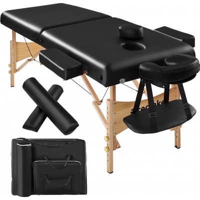 tectake 400420 skládací masážní lehátko suman dřevěné 2 zóny, 7,5 cm polstrování - béžová – Hledejceny.cz