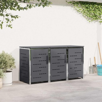 vidaXL Съхранение на контейнер for 3 Bins 240L Неръждаема стомана (3422241)