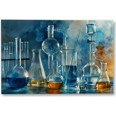 Plakát – Laboratorní sklo s barevnými kapalinami 135 × 90 cm Bez rámu Ne Bez rámu