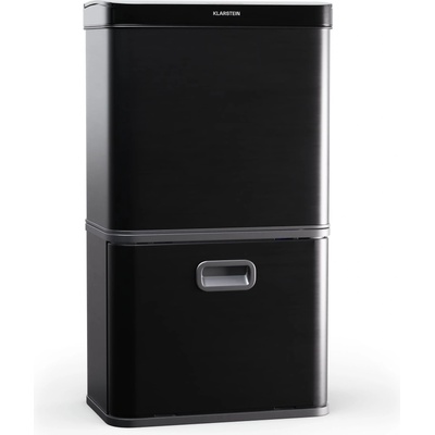 Klarstein Touchless, сензорен кош за отпадъци, 56 л, неръждаема стомана, плавно затваряне, захранване с батерии, LED дисплей, таймер (KG30-56l-bl) (KG30-56l-bl)