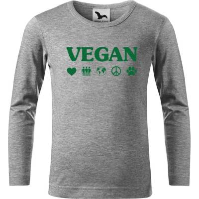 Dobrý triko Dětské bavlněné triko Vegan symboly Tmavě šedý melír