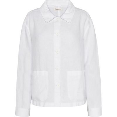 KnowledgeCotton Apparel Дамско ежедневно яке KnowledgeCotton Apparel Women's Regular Linen Overshirt Casual jacket - Bright White (103-2500-0112)
