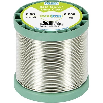 Felder ISO-Core Ultra-Clear Sn100Ni+ bezolovnatý pájecí cín cívka Sn99,25Cu0,7Ni0,05 0.250 kg 0.5 mm