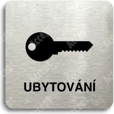 ACCEPT Piktogram ubytování - stříbrná tabulka - černý tisk bez rámečku