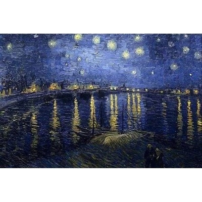Figured ART Diamantové malování VAN GOGH HVĚZDNÁ NOC NA BŘEHU RHONY 40 x 50 cm na rámu