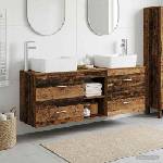 vidaXL Комплект шкафове за баня 3 бр. Старо дърво 136 x 35 x 80 см (3405857)