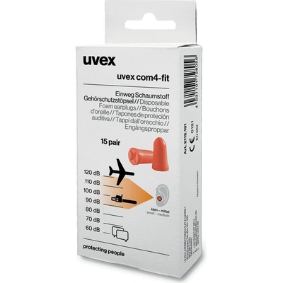uvex com4-fit Špunty do uší, SNR 33dB 15 párů
