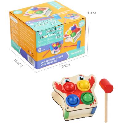 Armtoys ДЕТСКА ДЪРВЕНА ИГРА С 4 ТОПКИ И ЧУК РАК