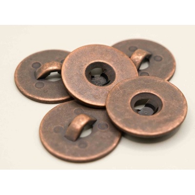 Pokovovaný gombík so spodným prišitím - staromeď - priemer 1,9 cm