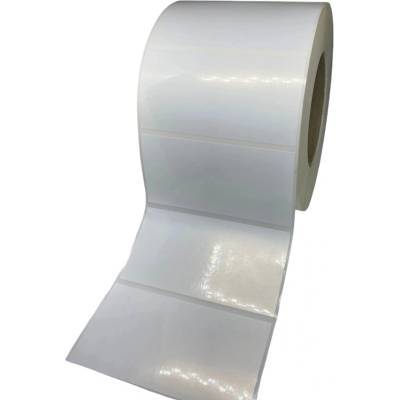 Plastová Etiketa 104 mm x 56 mm, Polypropylén, Biela, Dutinka 76 mm, 1500 ks/kotúč, Permanentné lepidlo