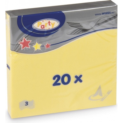 Wimex papírové ubrousky žluté 3V 20ks 33x33cm