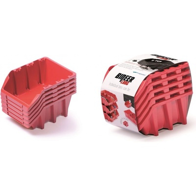 Prosperplast BINEER LONG SET Plastové úložné boxy 5 kusov, 198x118x155mm, červená KBILS20-