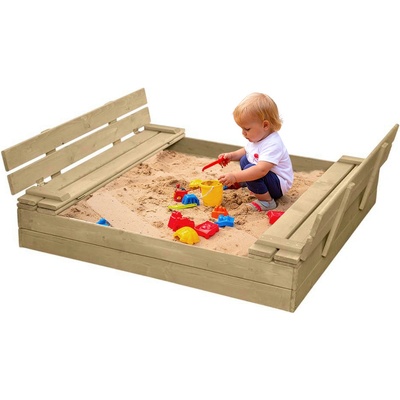 ATMOWOOD Dřevěné přírodní pískoviště s lavičkami 150 x 137 cm