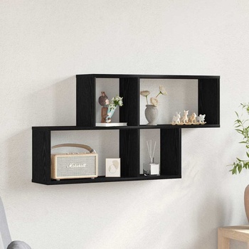 vidaXL Стенен рафт с рафт Черния дъб 76 x 15 x 53 см Инженерно дърво (862648)