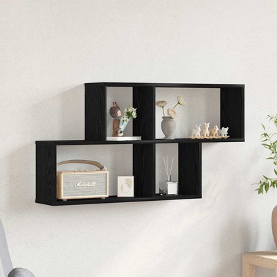 vidaXL Стенен рафт с рафт Черния дъб 76 x 15 x 53 см Инженерно дърво (862648)