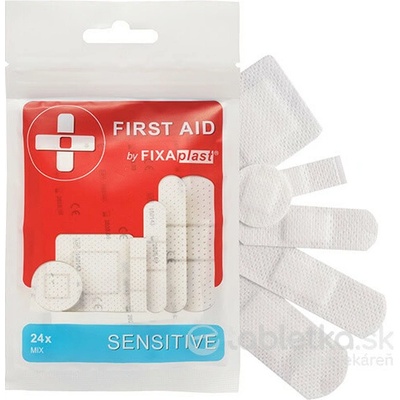 FIXAplast FIRST AID SENSITIVE náplasť MIX textilná, rôzne veľkosti a tvary 24 ks
