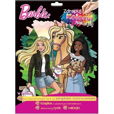 Barbie: set so škrabacími kartami, omaľovánkami a nálepkami