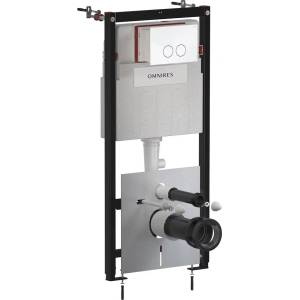 Omnires Комплект казанче за WC с рамка Omnires StrongFrame с ECO промиване и бутон Minimal, бяло гланцирано (STFWCECO1M-RBP)