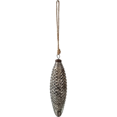 Clayre & Eef Černá antik skleněná vánoční ozdoba s patinou - Ø 7*25 cm