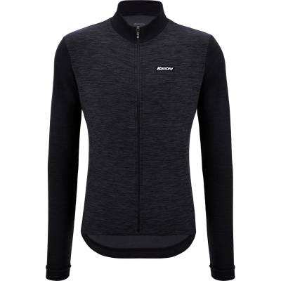 Santini Мъжка фланелка с дълъг ръкав за колоездене Santini Pure Block Colour Thermal Cycling Jersey Cycling jersey - Black (056-2950-0212)