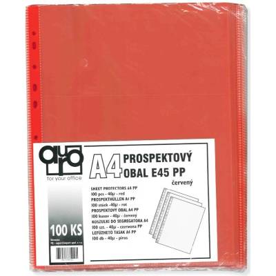 Auro Office E45 - eurofolie A4, 45 µm, PP, červené, hladké - 100 ks
