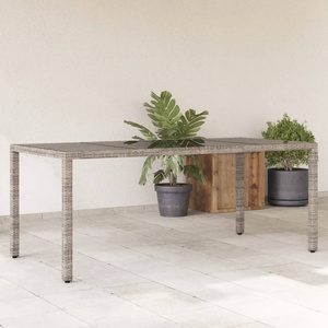 vidaXL Градинска маса със стъклен плот черен 190x90x75 см полиратан (365594)