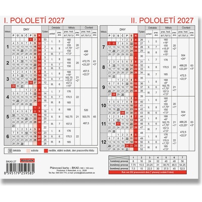 Plánovací karta 18cm x 15cm BKA0-27 2027 – Hledejceny.cz