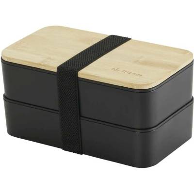Sconto Dóza s príborom Bento čierna/bambus