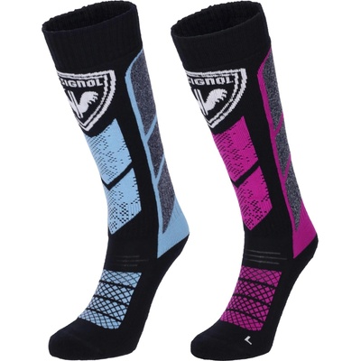 Rossignol detské lyžiarske ponožky JR THERMOTECH 2P X3 čierna ružová