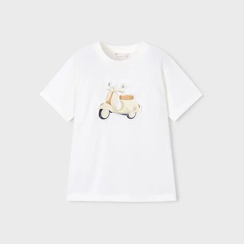 MAYORAL Тениска къс ръкав релефна щампа веспа в цвят сметана за мини момче Mayoral