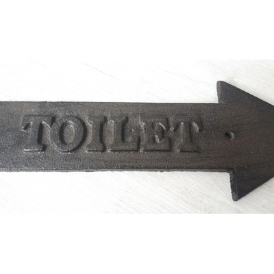 Litinová cedule nástěnná šipka Toilet - 29*10*1 cm - Clayre & Eef