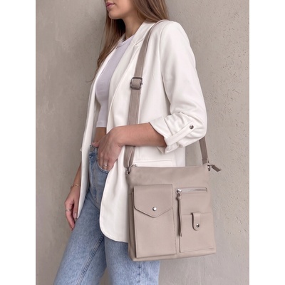 Praktická hnedá crossbody kabelka s priehradkami a vreckami