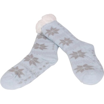 Дамски пухкави чорапи с коледен десен в светлосиньо