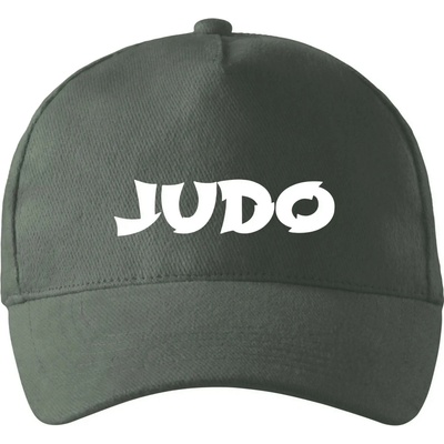 Judo nápis + postavy so zahnutým šiltom a mosaznou sponou Tm. bridlica šedozelená