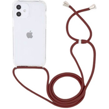 Pouzdro SES Průhledné silikonové ochranné se šňůrkou na krk Apple iPhone 7 - červené