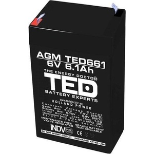 Ted electric Оловна Батерия TED ELECTRIC, 6V, 6.1Ah, 70/ 47/ 100 mm, AGM (TED-6V-4.5-AGM) - hits