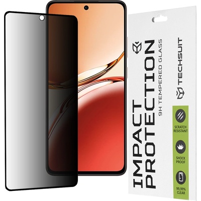 Techsuit Протектор за Oppo Reno12 F 4G / Reno12 F 5G / Reno12 FS - 111D Privacy Full Glue - Черен