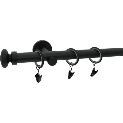 KovovégarnýžeCZ Froya modern 19 mm Dvouřadá Kroužky s žabkou černá matná 360 cm
