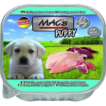 MAC's Mac’s Dog Puppy, пастет за подрастващи кучета, БЕЗ ЗЪРНО, с пиле, сърца и дроб (мин. 70% месо), 150 гр - Германия - 409VE