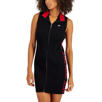 Tommy Hilfiger dámské svetrové šaty Zip-Front černé