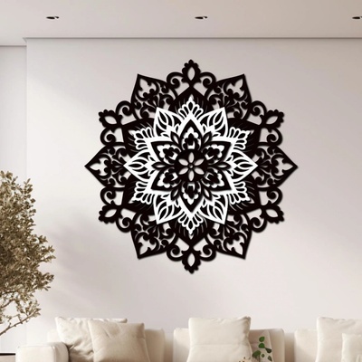 dřevo života 3 vrstvá mandala na zeď Inspirativní energie Rozměry Ø (cm): 60, Zvolte barevný dekor: bílá-černá