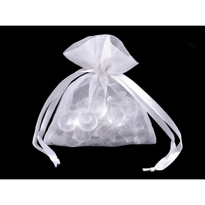 Prima-obchod Dárkový pytlík s kovovým leskem 8x10,5 cm organza shine, barva 1 bílá