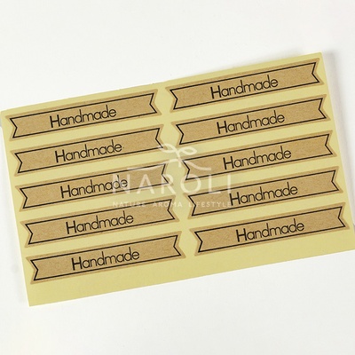 Samolepky hranaté, natural - Handmade, 10 ks