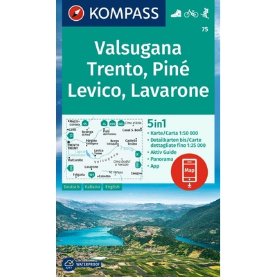 Valsugana, Trento, Piné, Lévico, Lavarone (Kompass - 75) - turistická mapa
