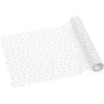 Party Deco Тюл за маса със сърца - 36 см × 9 м - Бял (bd3-008)