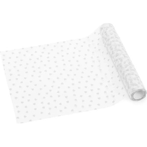 Party Deco Тюл за маса със сърца - 36 см × 9 м - Бял (bd3-008)