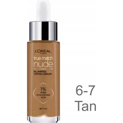 L'Oréal Paris True Match Nude Plumping Tinted Serum sérum pro sjednocení barevného tónu pleti 6-7 Tan 30 ml